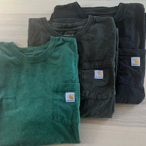 3 Carhartt pocket tees, gently worn.